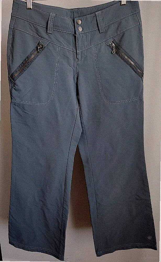 Athleta Women's Blue/Gray Softshell Zip Pocket Outdoor Hiking Boot Cut Pants 8P