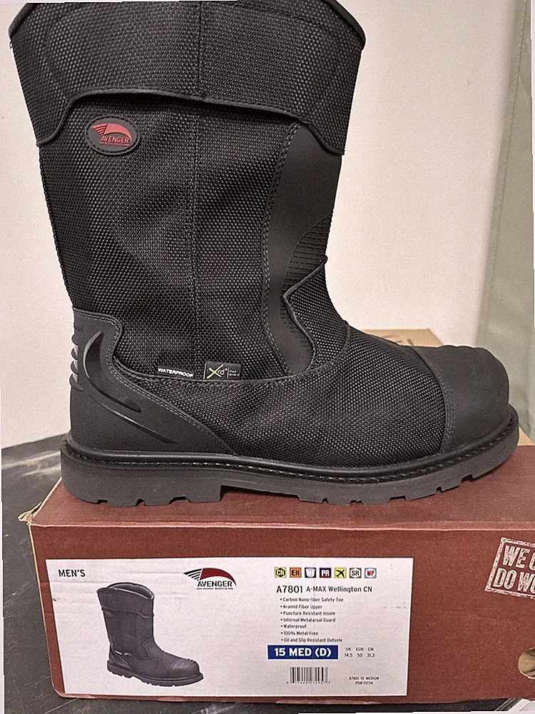 Avenger Hammer Wellington Carbon Toe WP Black Work& Safety Boots-Men's Size 15 M