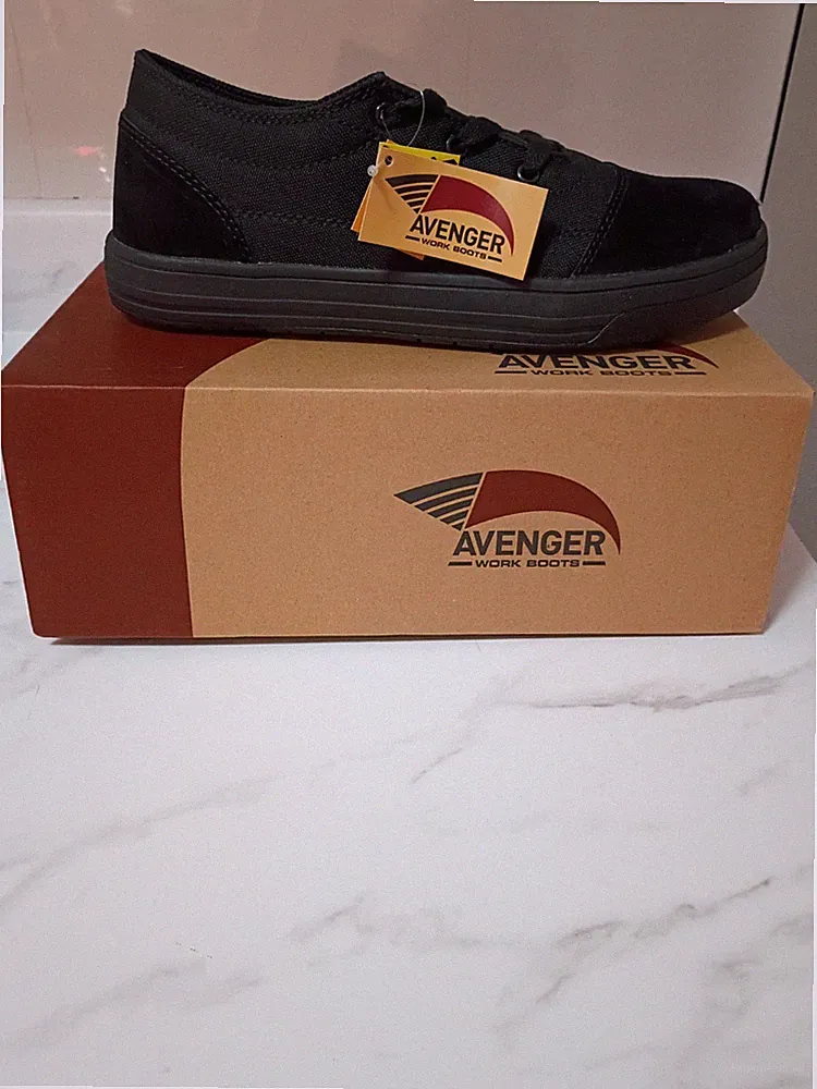 Avenger Work Boots Men's Low Top Black Black/Black Lace Up Durable Size 9