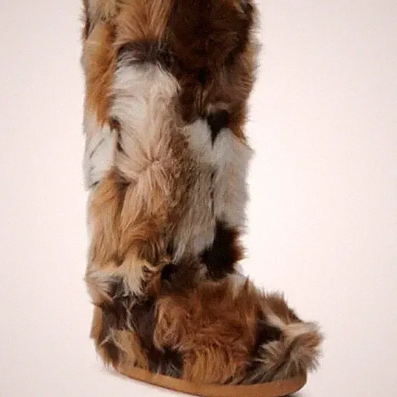 AZALEA WANG " FANTASY FRENZY " Size: 10 MULTI FUZZY FLAT KNEE HIGH BOOT