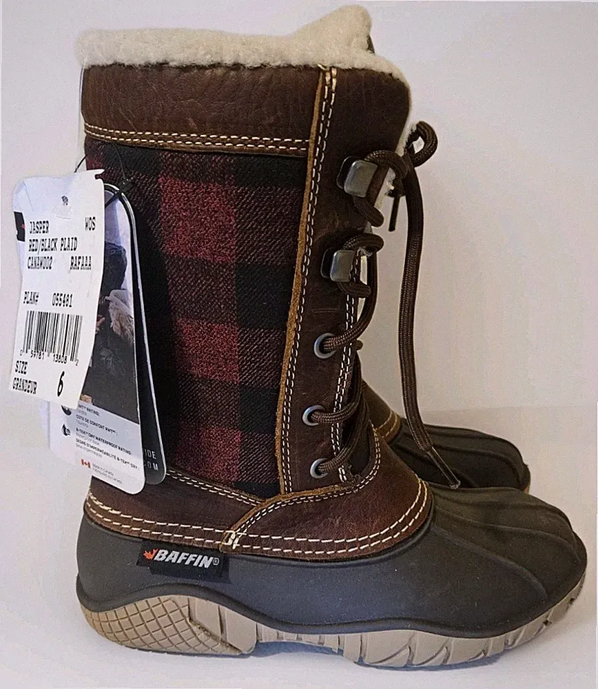 Baffin Women's Jasper Lace-Up Work Boots - CANA-W002 Red Black Plaid