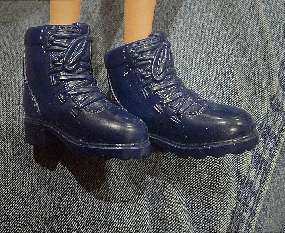 Barbie Shoes Navy Combat Hiking Boots B Bottom Branded Dr Martens blue goth rain