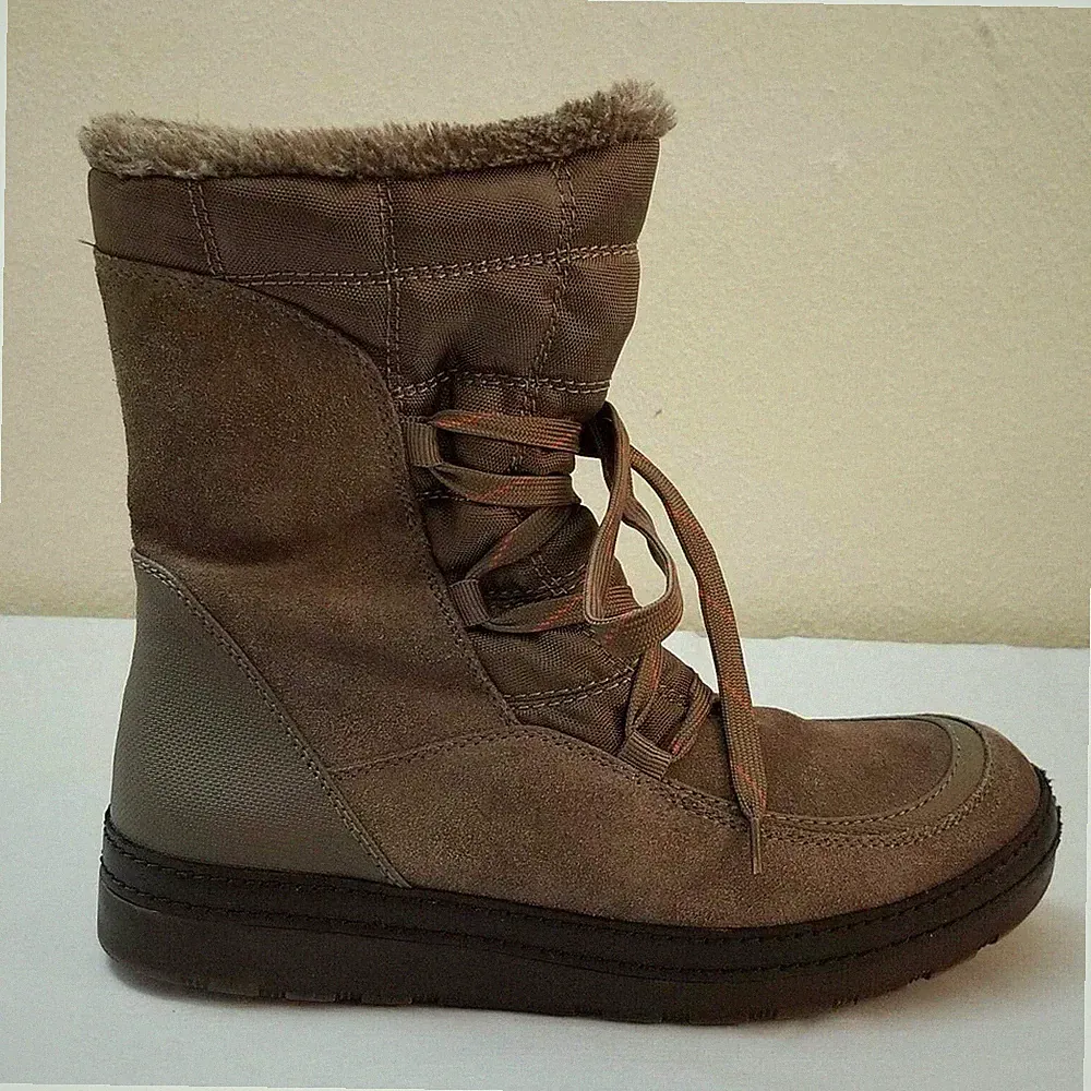 Bare Traps Womens Lancy Closed Toe Mid-Calf Snow Boots Zip Mushroom Brown Size 7