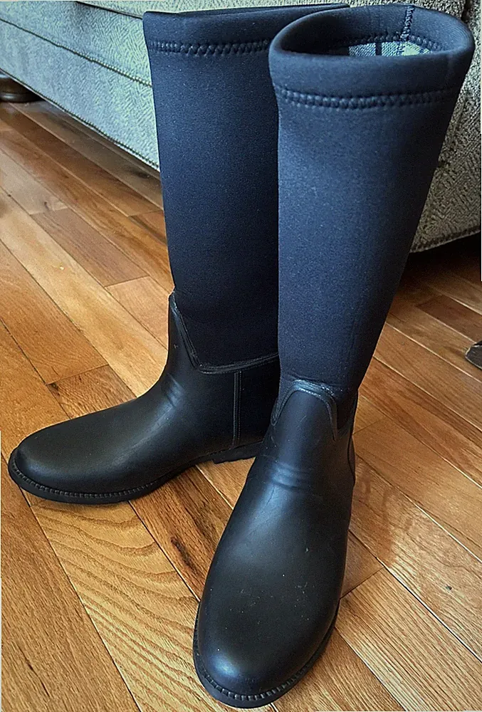 Bass Brand Women's 10 Blk 15 In. Bog Muck Boots Neoprene Rubber Rainboots Horses