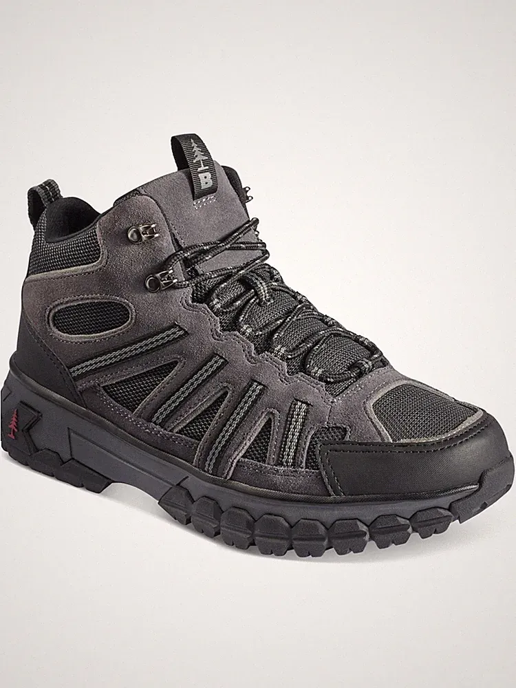 BASS Mens Gray 1" Platform Peak Hiker 2 Toe Block Heel Leather Hiking Boots 10
