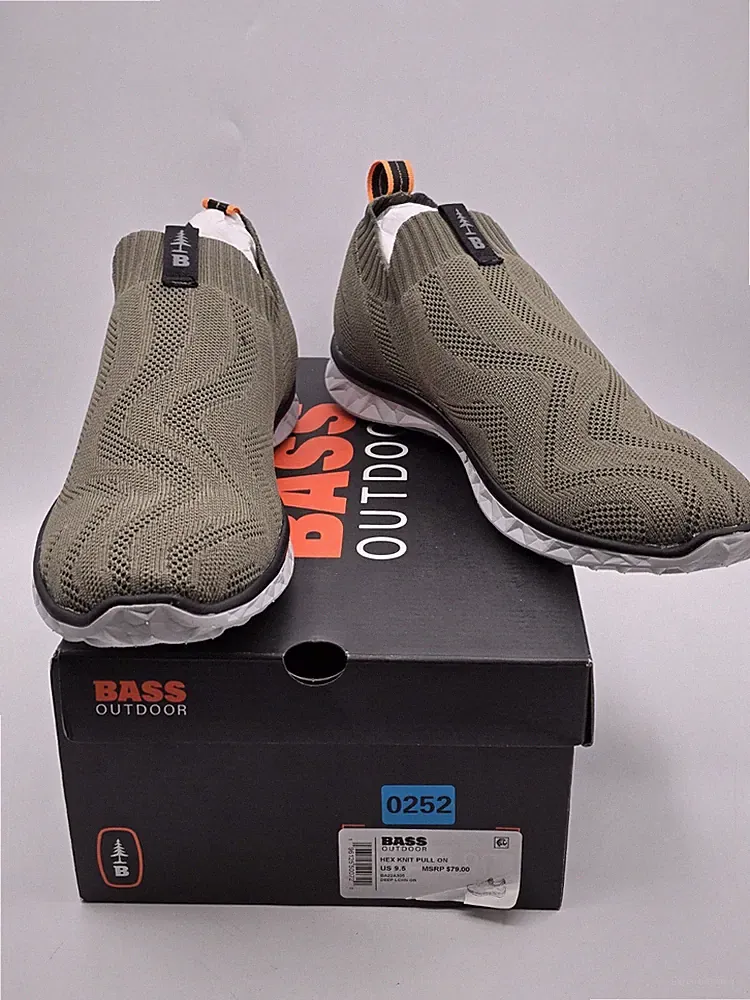BASS OUTDOOR Men's HEX Knit Pull ON Hiking Shoe, Black, Sz 9.5 M