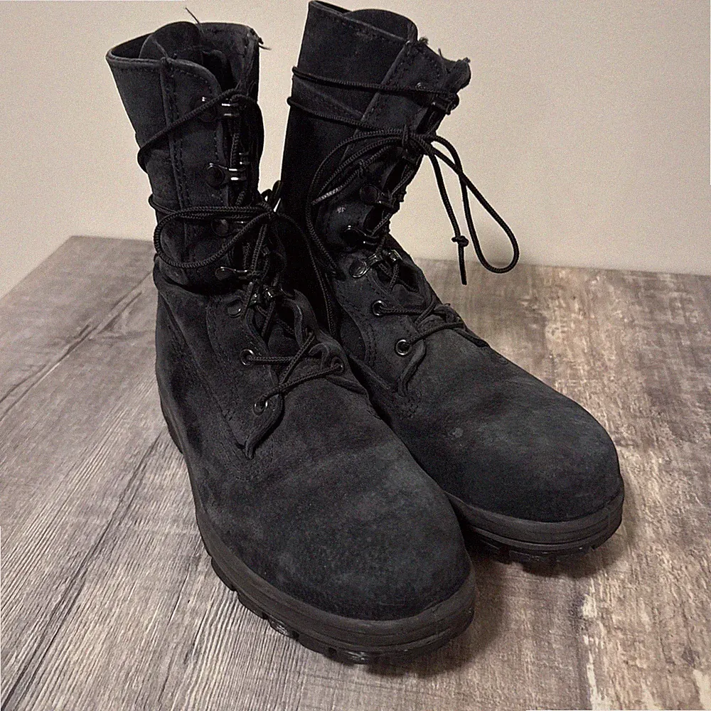 Bates DuraShock Boots Men's Size 9M Black Suede Leather Steel Toe Vibram Sole