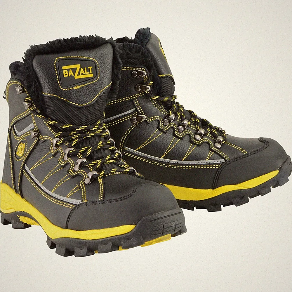 Bazalt MBM9125ST Men's Faux Fur Lined Black/Yellow Waterproof Boot Composite Toe