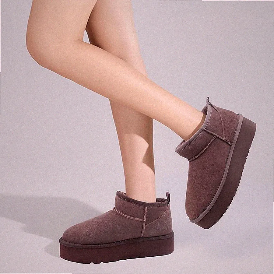 BCTEX COLL Women's Winter Snow Mini Boots Classic Faux CHOCOLATE Warm Short- 8