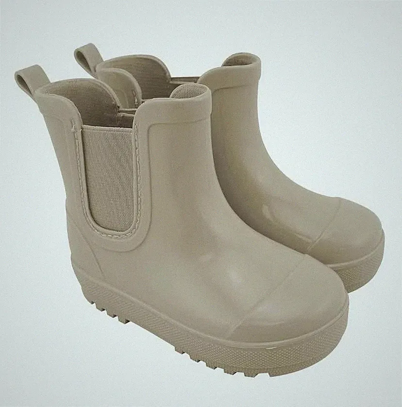 BEARPAW Rubber Rain Boots Toddler 4 Taupe Chelsea Pull on Waterproof Girls NWT