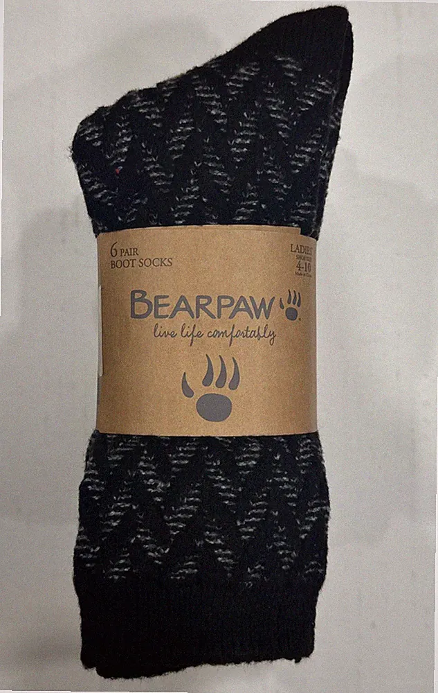 BearPaw Women's 6-Pair Boot Socks, Multicolor, Fits Shoe Size: 4-10