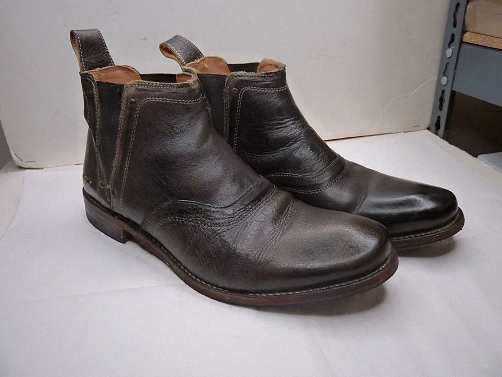 Bed Stu Cobbler Series 19 Chelsea Black Leather Ankle Pull On Mens Boots 9.5