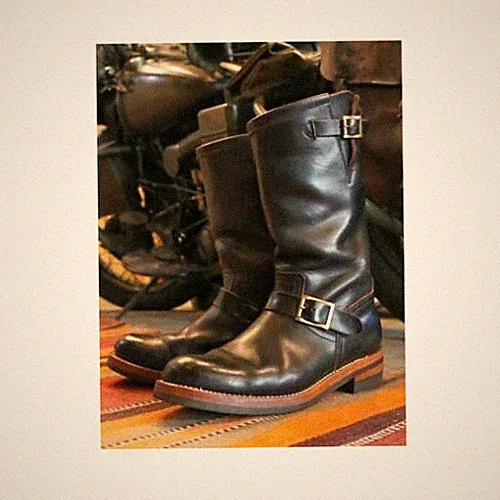 Bespoke Men's Black Leather Double Monk Strap Vintage Engineer Motorcycle Boots