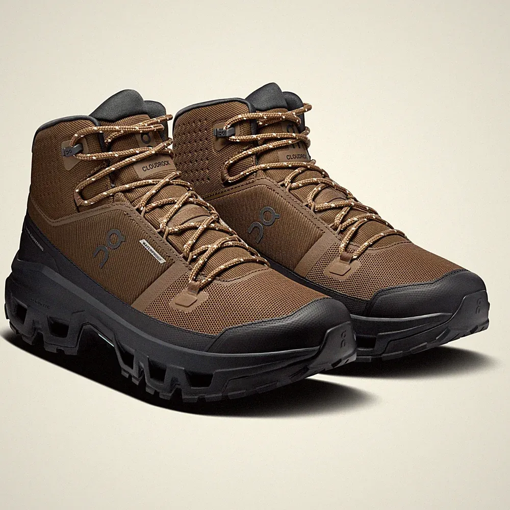 Best sale O..n Running for men Cloudrock Mid Waterproof Hiking Boots Earth/Black