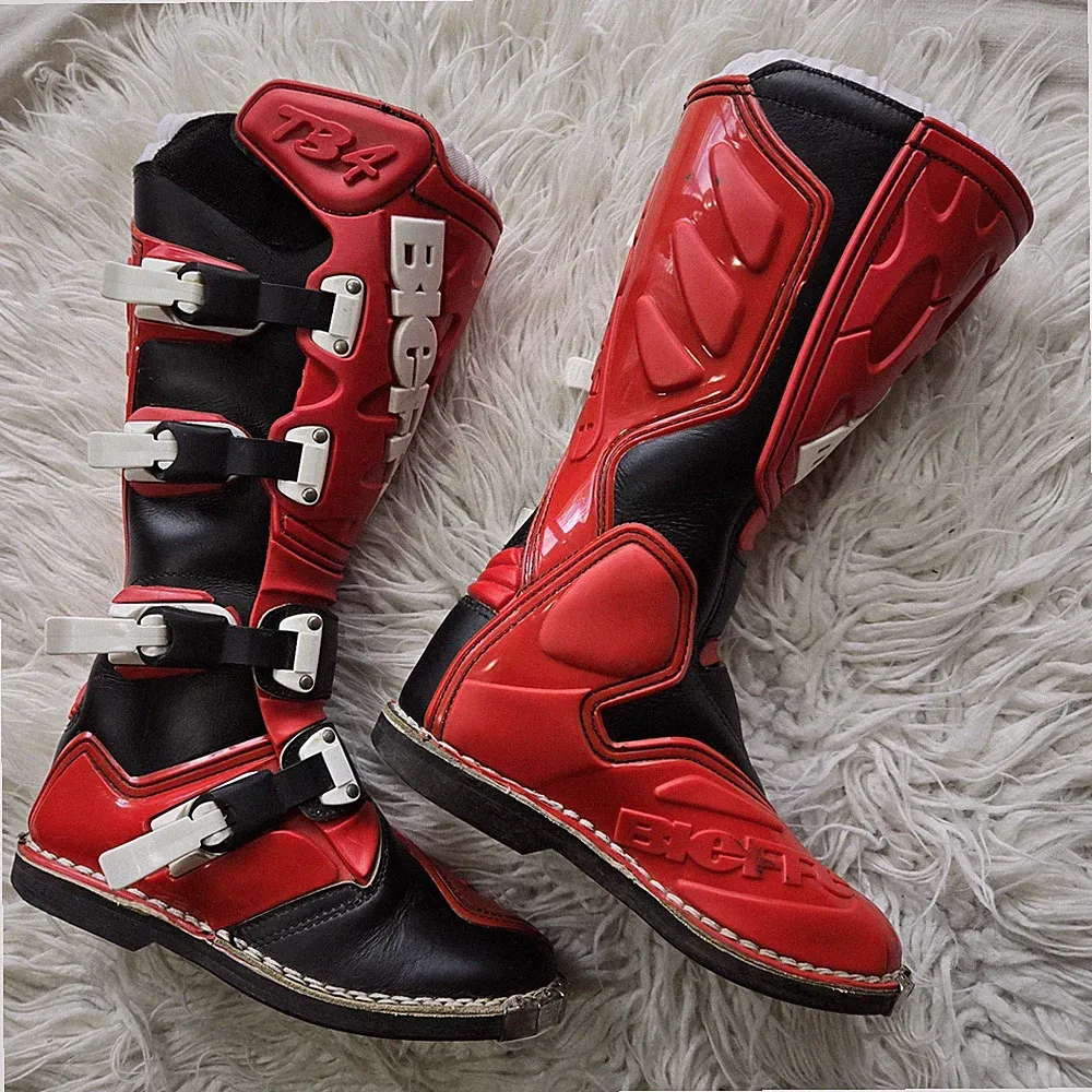 Bieffe T34 Womens Motorcycle Boots Size 5 Made in Italy Red Pibi Boots