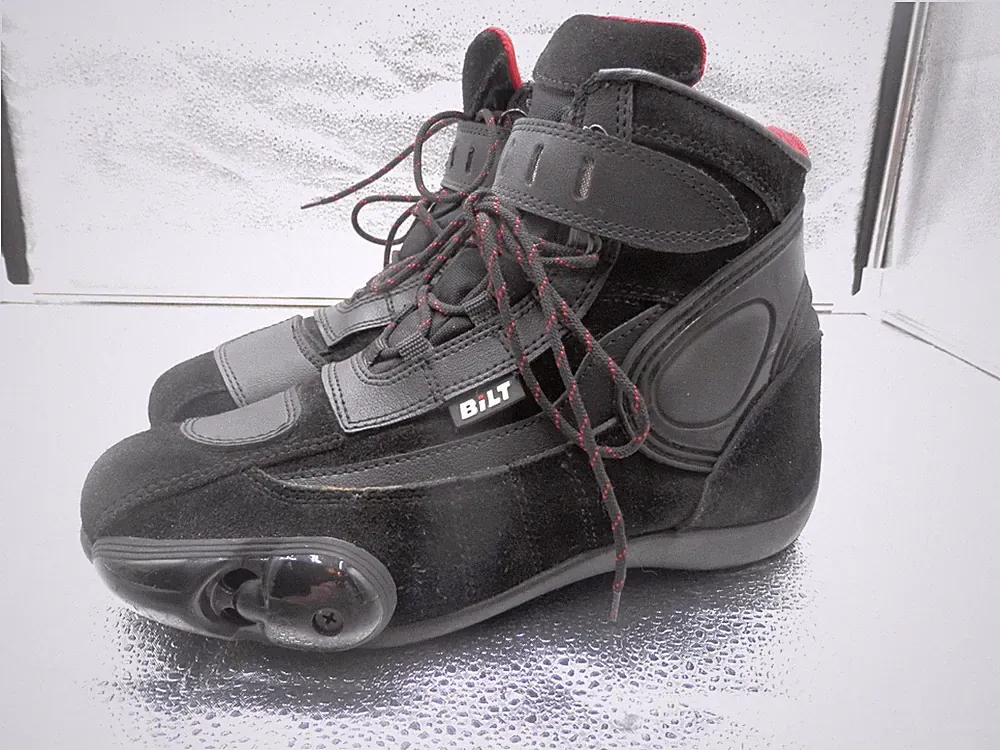Bilt Motorcycle Boots Sprint Racer- Size 8-BLB25-Black/Lace Up/Hook & Loop