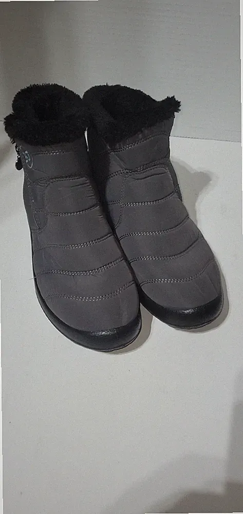 BJ Women's Winter Snow Boots Waterproof Fur-Lined Zip Walking Shoes Warm Ankle.