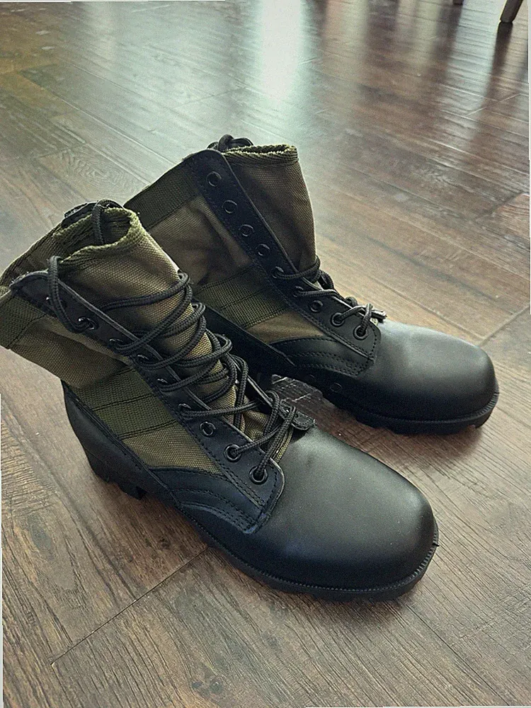 Black and Olive Drab Combat Boots New, Never Worn