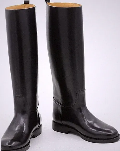 Black Knee-High Leather Boots Crafted From Genuine Leather Horse Riding Boots