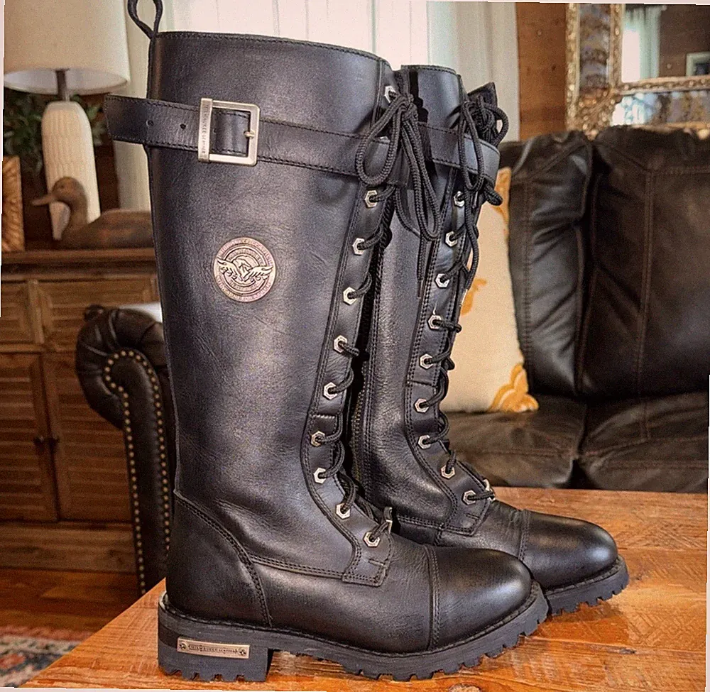 Black Leather Motorcycle Boots