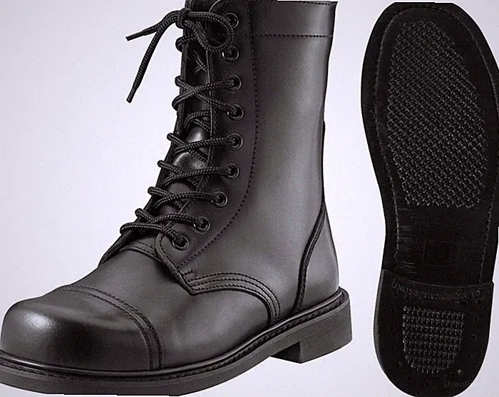 Black Military Leather Boots, Tactical Combat Uniform Boots