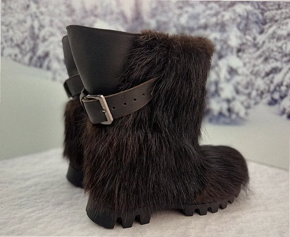 Black snow boots for men,viking boots, yeti furry snow boots, mens winter boot