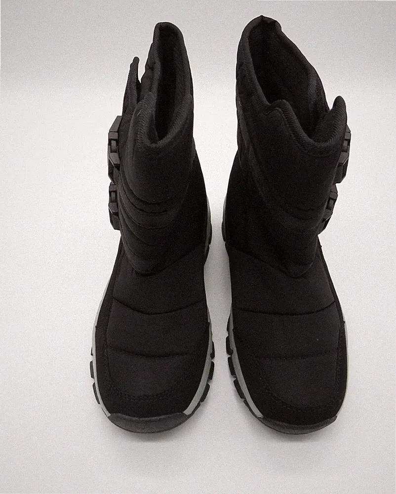 Black Winter Snow Boots Dual Adjustable Buckles Insulated Lining Size 36 NWOT