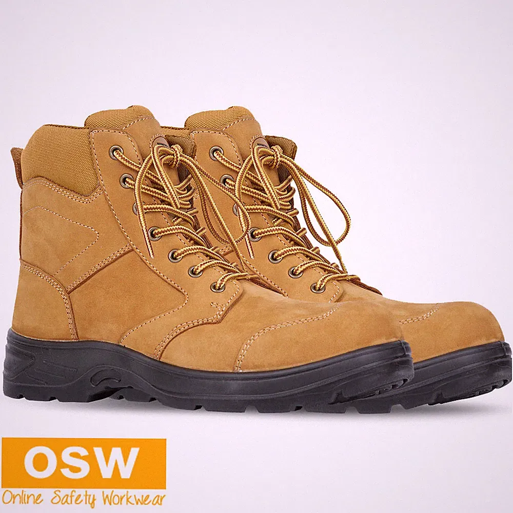 BN Wheat Safety Numbuck Leather Bump Cap Composite Toe 5" Zip Work Boots