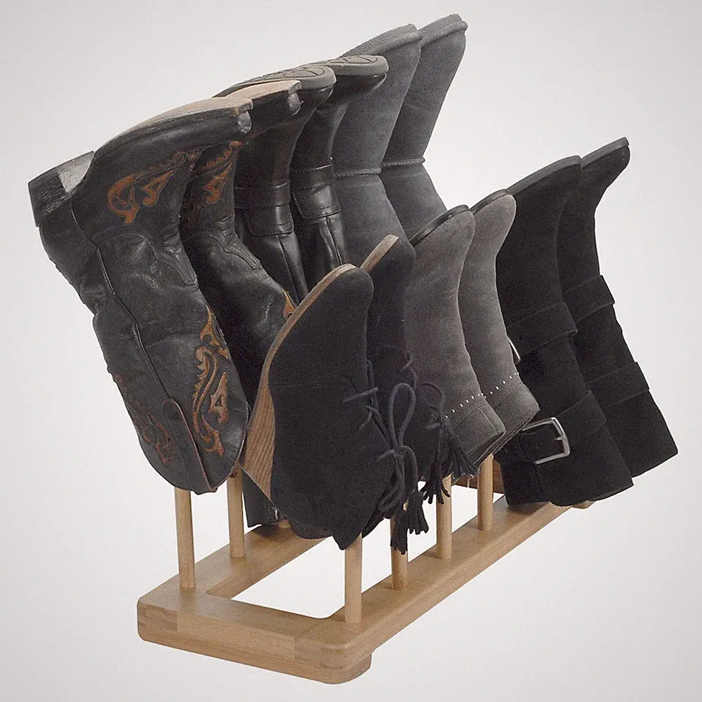 Boot Rack Free Standing Shoe Organizer, Holds 6 Pairs, Tall Knee-High, Hiking...