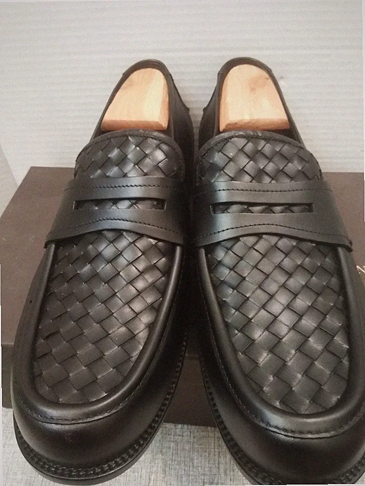 BOTTEGA VENETA Scarpa Men's Black Leather Loafers 12-US - W/ BOX & DUSTER (READ)