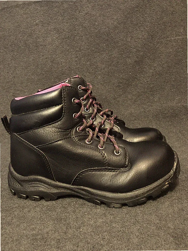 Brahma Bevel Boot Womens Size 6.5 Black Pink Lace Up Steel Toe Work Safety Boots