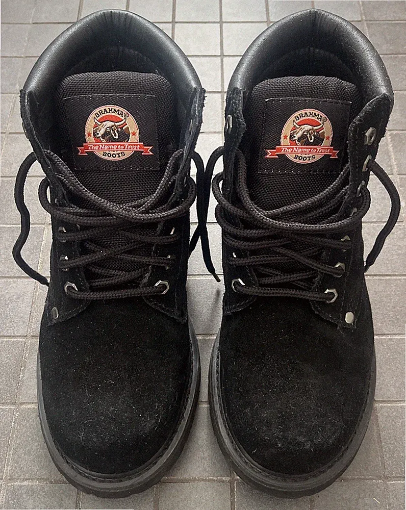 Brahma Bravo Men’s Black Leather Steel Toe Work Hiking Boots Size 7 X-Wide 7EEE