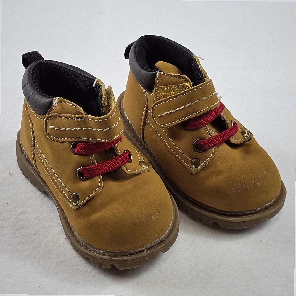 Brahma Toddler Boys Work Boots Wheat Tan Size 5 Hook Loop Non-Marking Sole
