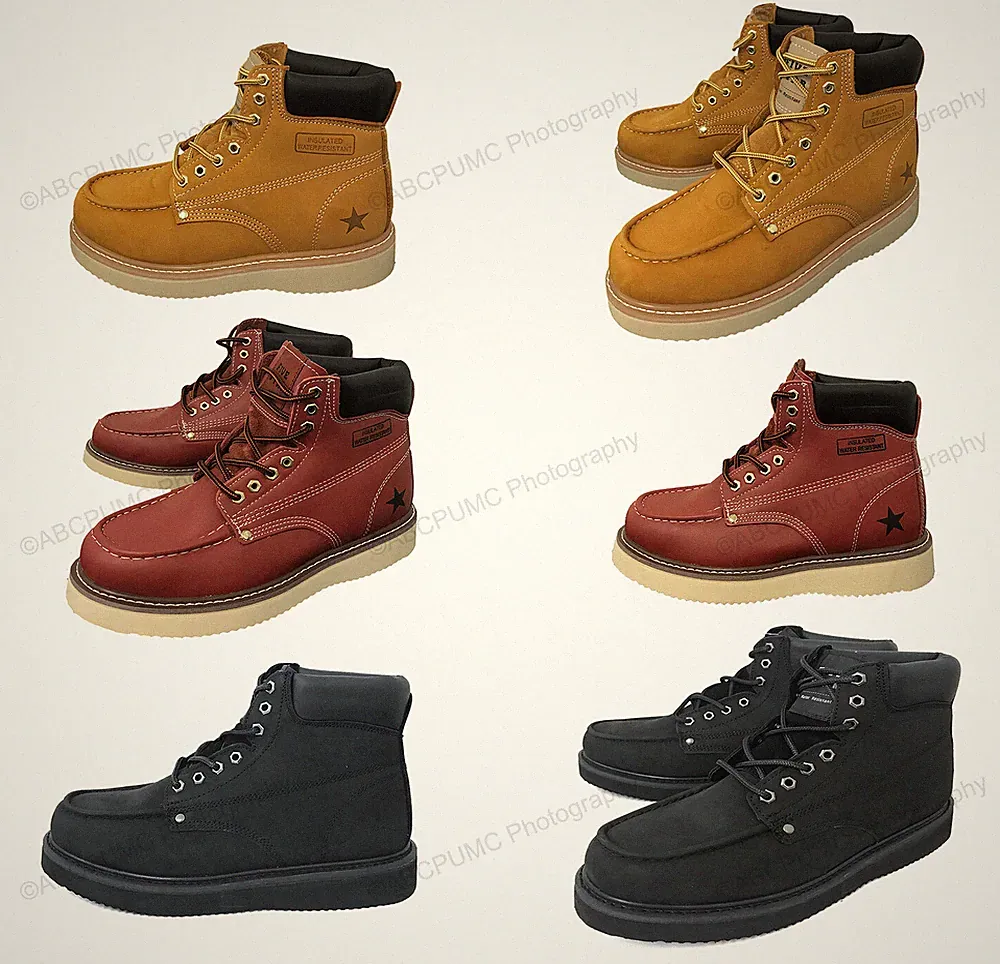Brand New Mens Moc Toe Boots Leather Water/ Oil Resistant Insulated Roofing Work