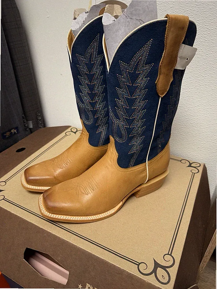 Bronzer Western Equestrian Boots Tan & Blue Men’s US Size 10