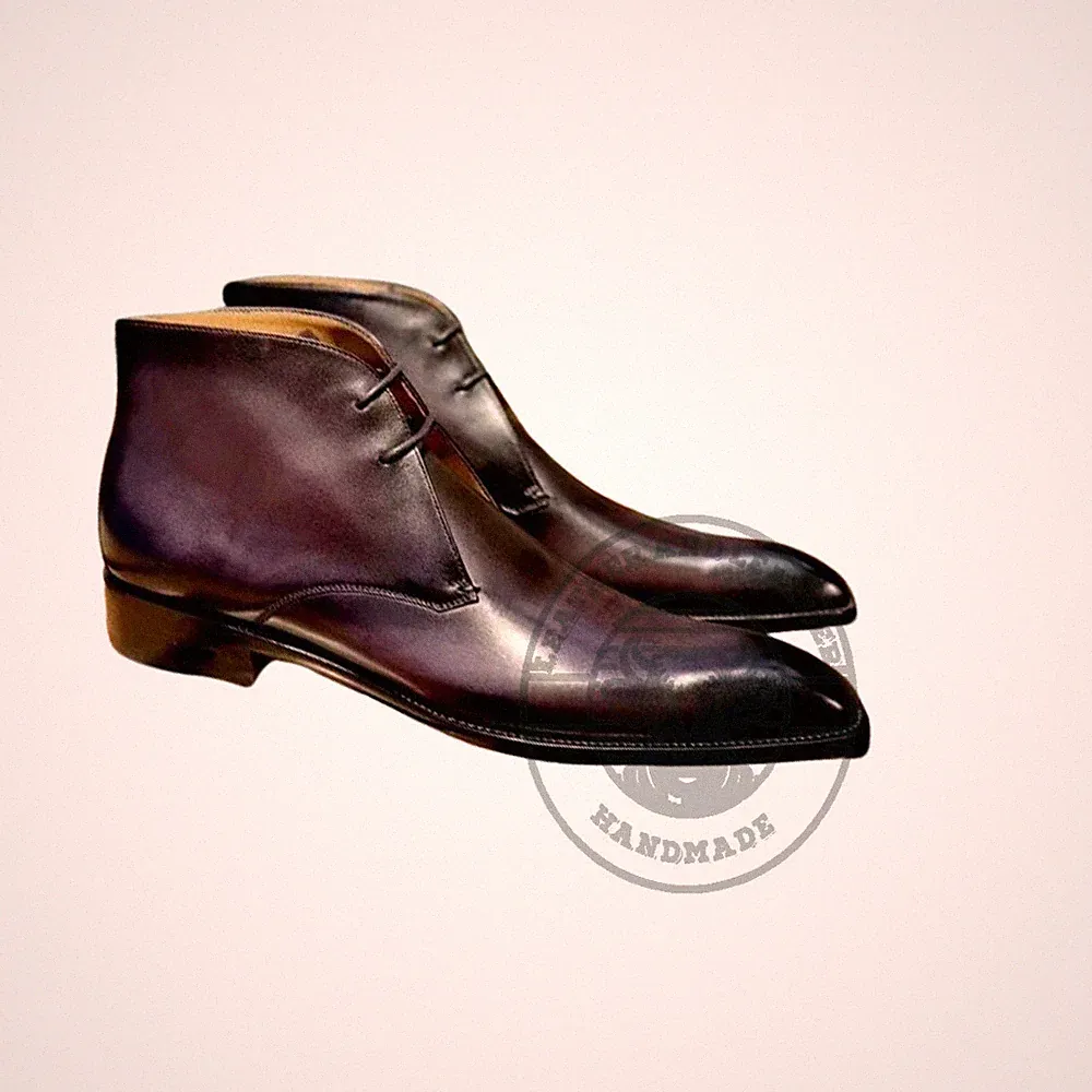 Brown Formal Chukka Boots for Men's, Handcrafted Ankle High Leather Boots