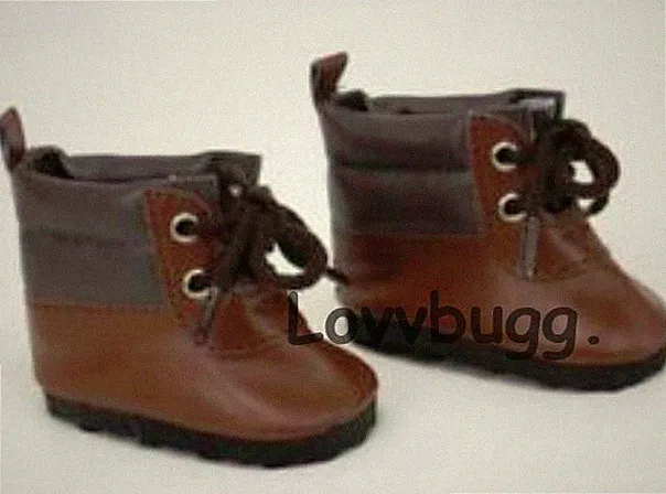 Brown Hiking Boots for 18" American Girl or Boy Doll Shoes FREESHIP ADDS! LovvU
