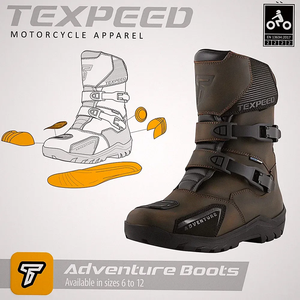 Brown Leather Motorbike Motorcycle Boots Waterproof Touring Biker Armour