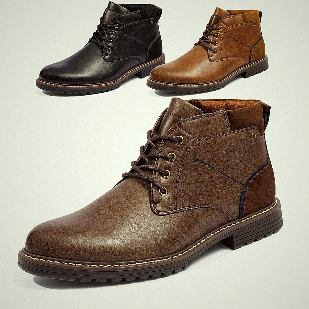 Bruno Marc Men's Chukka Work Boots Dress Boots Leather Durable Formal Shoes
