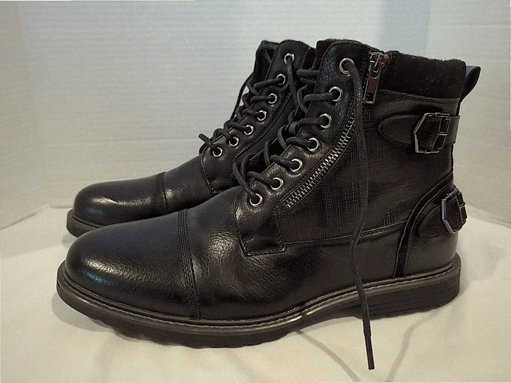 BRUNO MARC MOTORCYCLE BOOTS Size 11 RIDING OXFORD FAUX LEATHER MEN'S NEW
