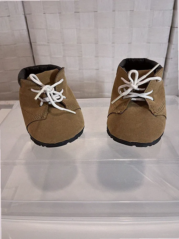 BUILD A BEAR Tan Faux Suede Boots Army Construction Work Hiking Camping Shoes