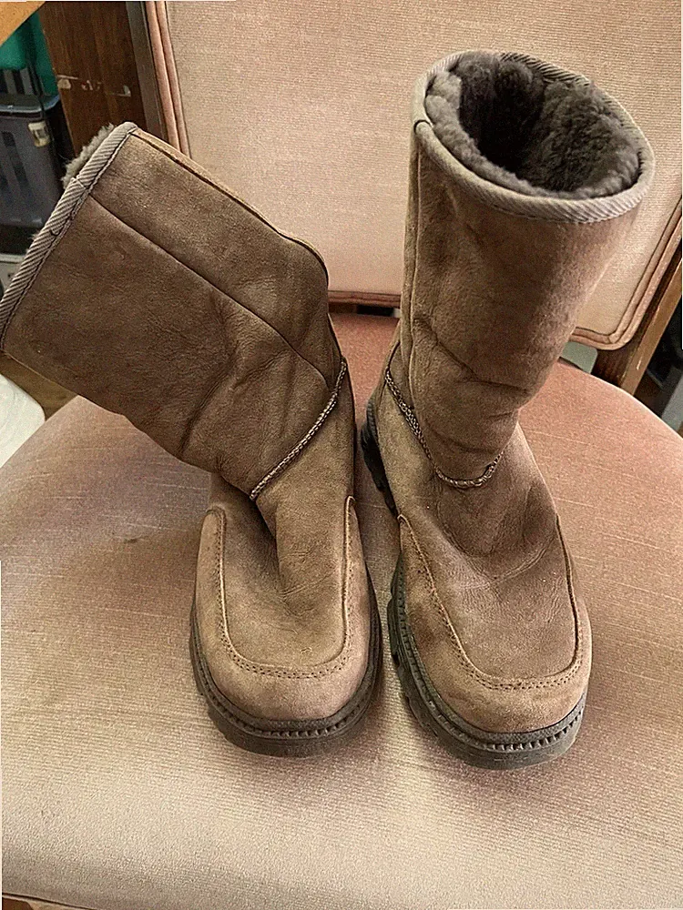 Cabela's Brown Suede Sherpa Zip pull on Shoe Hiking Boots shoes Womens 9 M