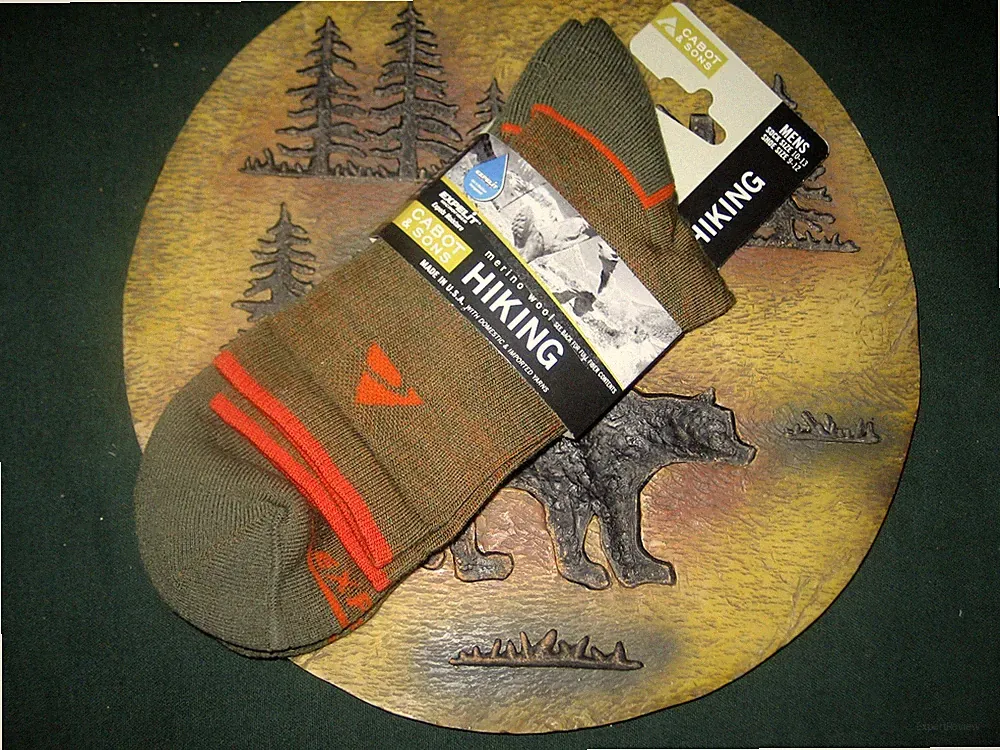 CABOT&SONS ALL-SEASON MENS SHOE SIZE 9TO12 CREW HIKING SOCK MERINOWOOL BLEND