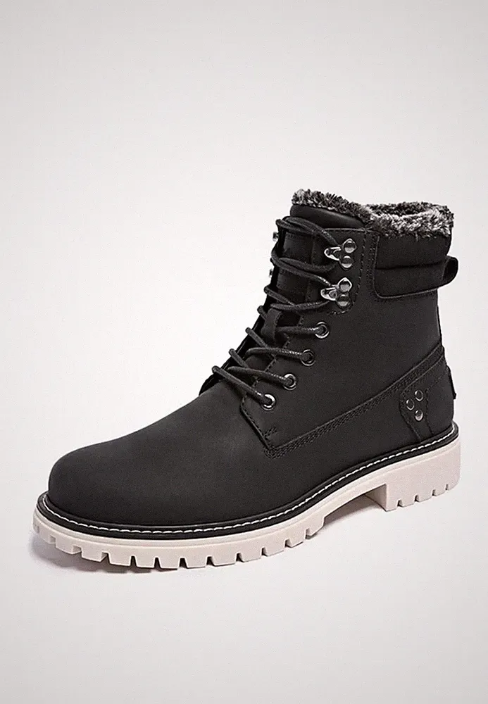CARLKARIDA Men’s Fur Lined Hiking Snow/Anti-slip Waterproof Boots 7.5 Black