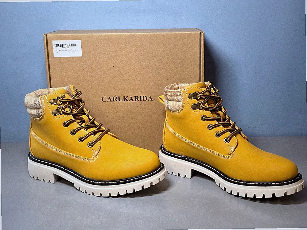 Carlkarida Waterproof Work and Hiking Boots for Women in Yellow Size 5.5 New