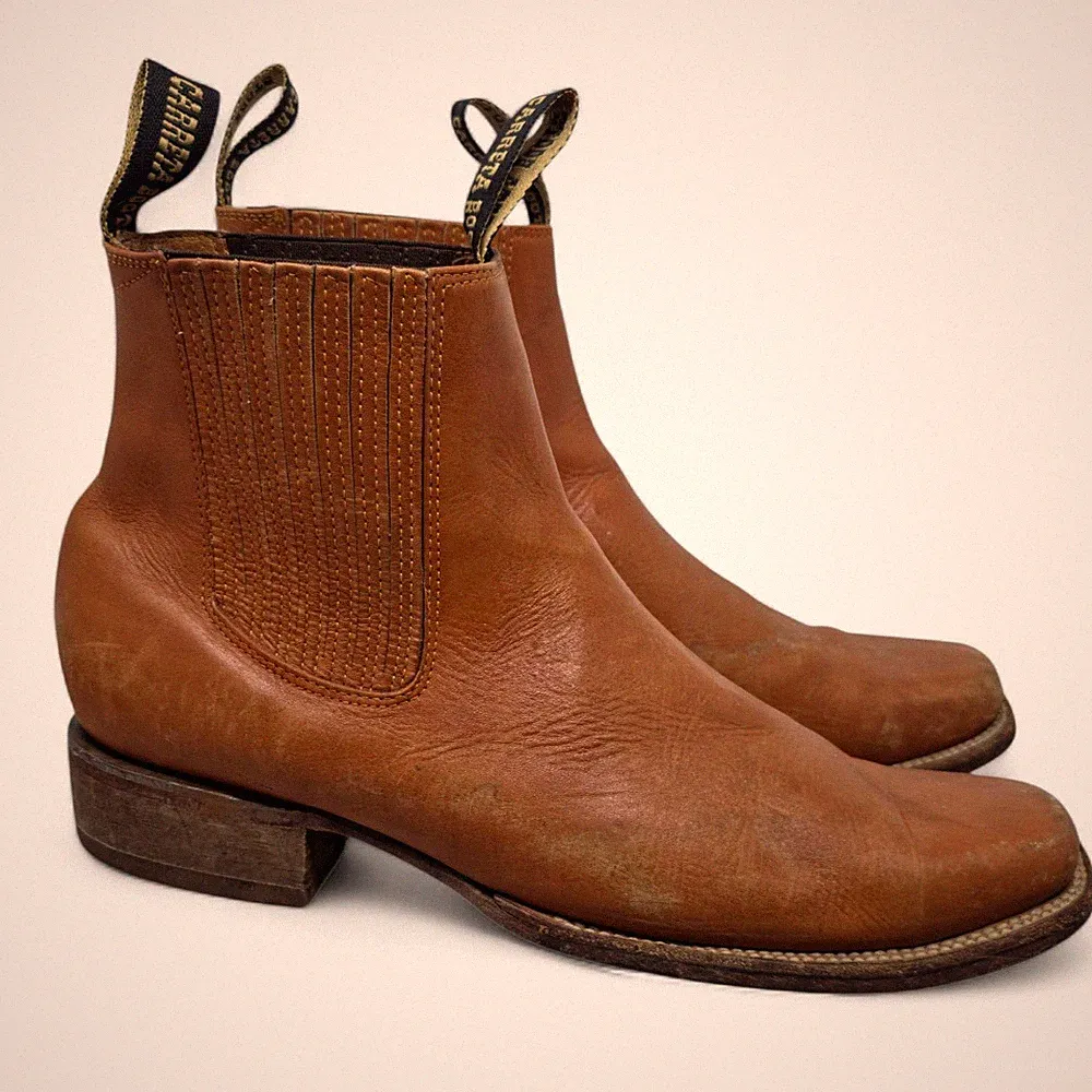 Carreta Boots Men’s Chelsea Square Toe Leather Work Boots Size 12.5 Distressed