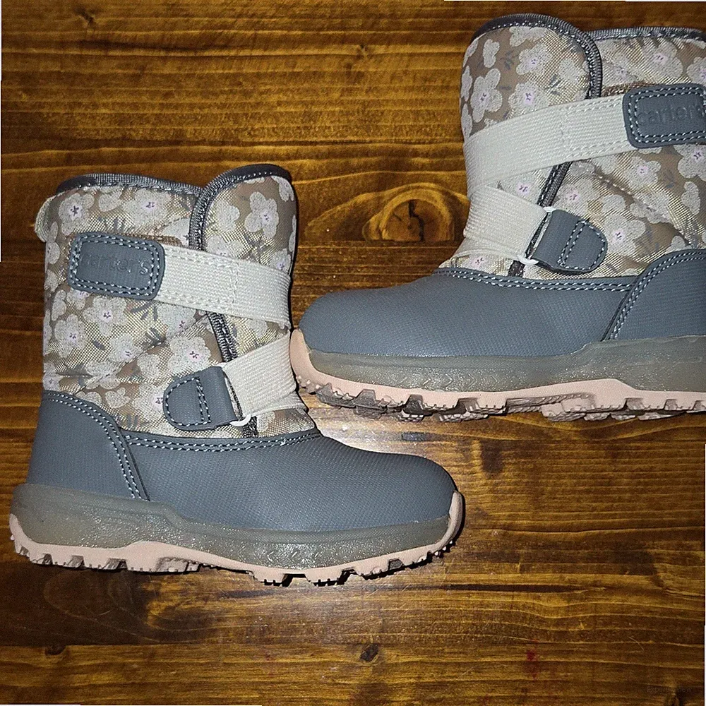 Carter's Floral Print Light Up Snow Boots Hook & Loop US 7M Toddler