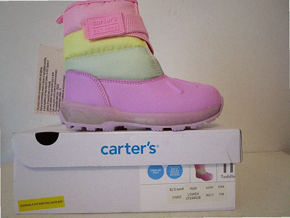Carters Toddler Kids' Lowen Light up Winter Snow Boots Pink Multi Size 11 T