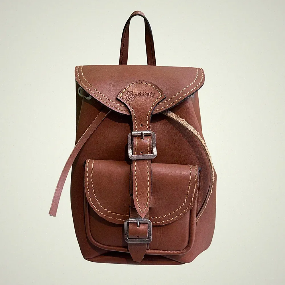 Caswell Boot Company Mini Brown Leather Rucksack Knapsack Backpack