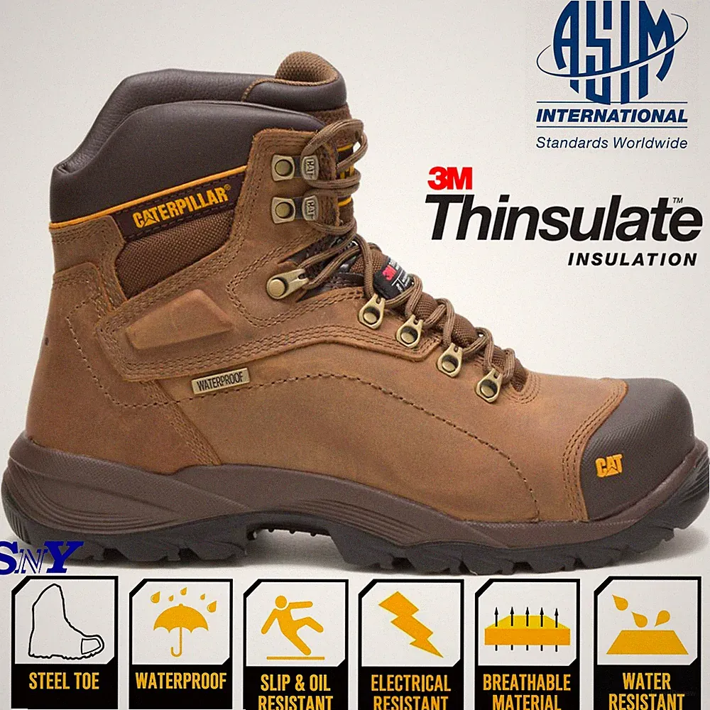 CAT Men's Waterproof Steel Toe Insulated Slip Resistant Hiking Work Boots NEW